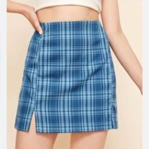 Brandy Melville John Galt Blue Tartan Short Skirt Size OS (like a Size S‎ or XS)